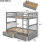 Grey Twin Bunk Bed With Storage Drawers Safety Rail