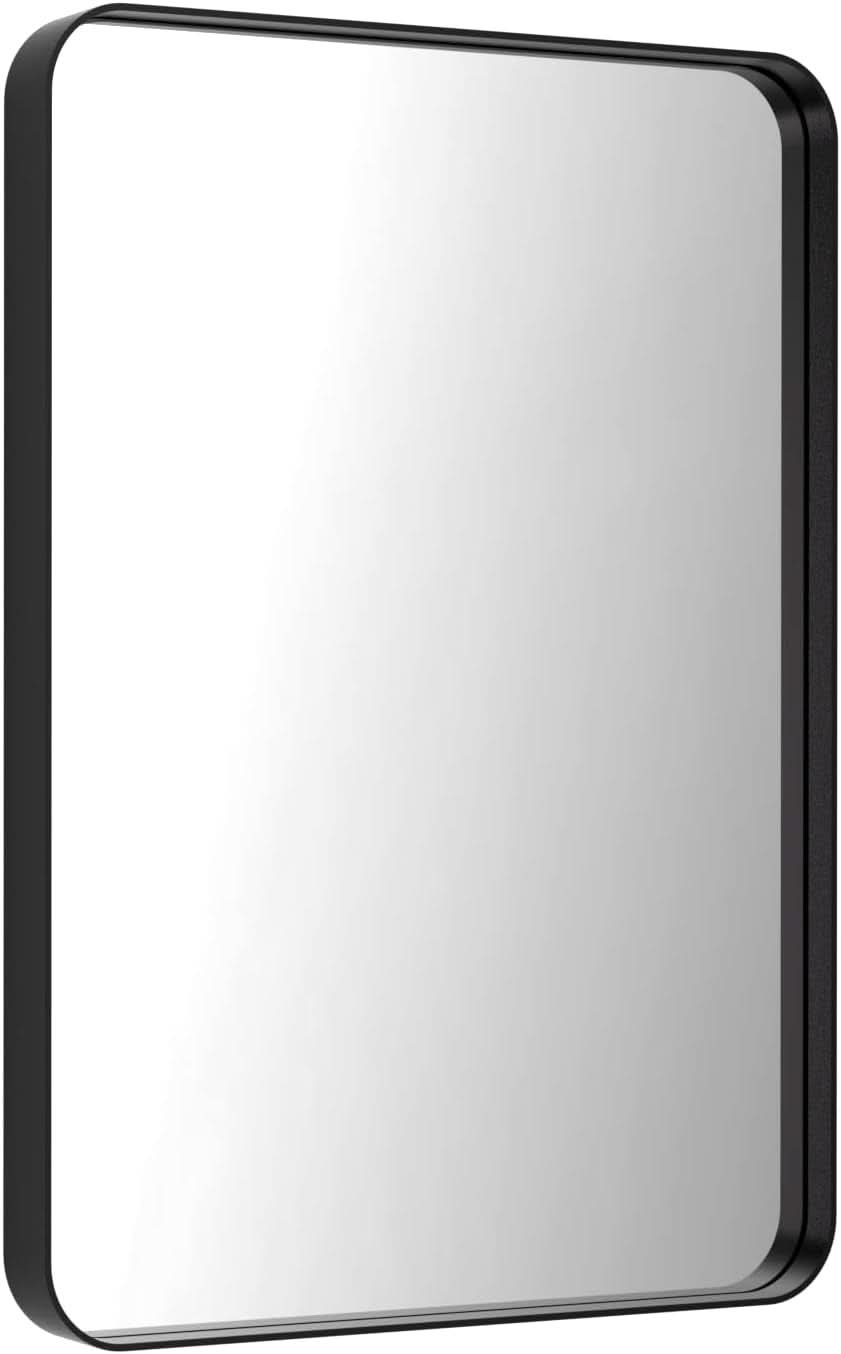 Matte Black Industrial Framed Bathroom Mirror 22x30
