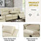 Beige Manual Leather 3 Piece Recliner Sofa Set For Living Room