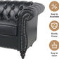 3 Piece Living Room Set Sectional Chesterfield Sofa Chair Artificial Leather Black-4