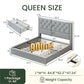 Queen Velvet Grey Upholstered Platform Bed Frame Storage