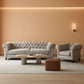Three Piece Living Room Sofa Set Grey Velvet Chesterfield Sofa Club Chair Loveseat Nailhead Trim-0