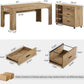Sixty Three Inch L Shaped Desk WithStorage Drawers Brown Finish Executive Desk Premium