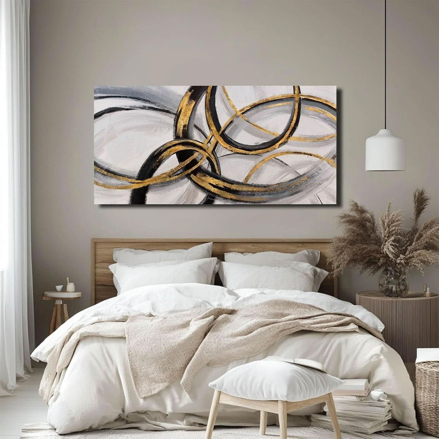 Slate Gray Metallic Abstract Canvas Wall Art 24x48 Inches