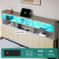 Queen Bed Frame With Two Tier Storage Cabinets Beige