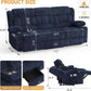 Blue Loveseat Recliner Sofa With Flip Backrest Manual