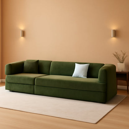 Green Modular Sectional Sofa Bed Removable Ottoman