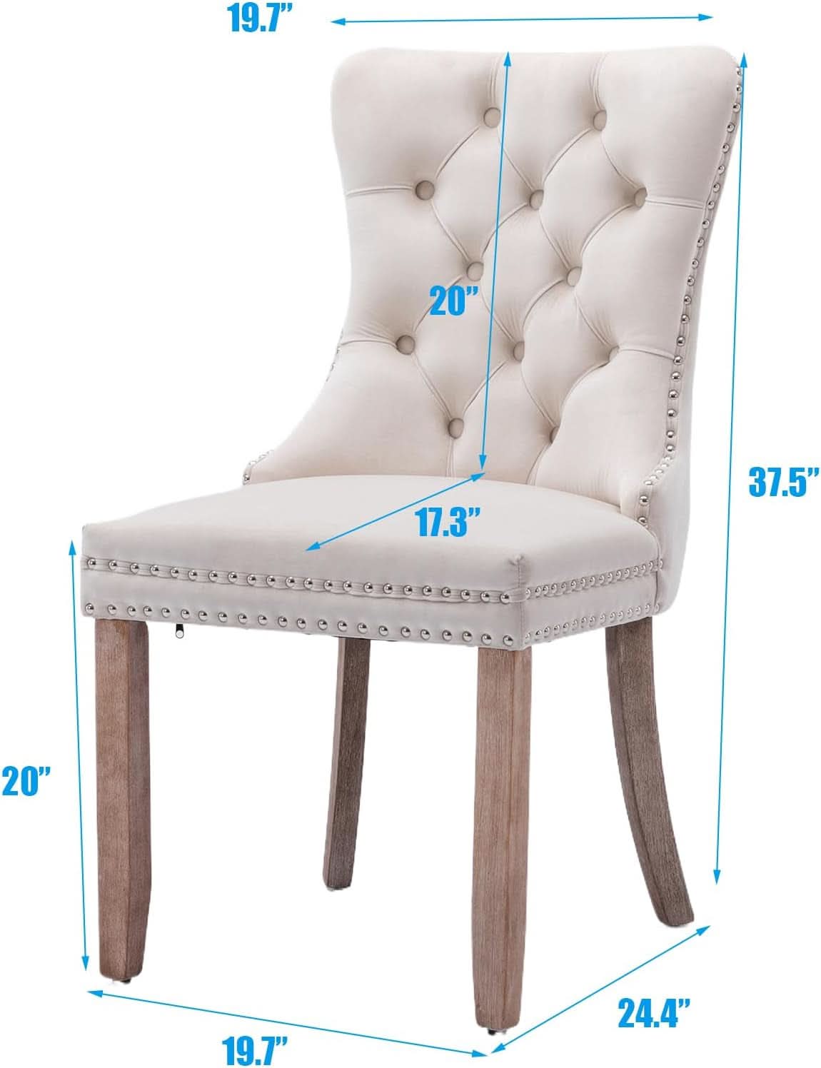 Velvet Dining Chairs Set Of 6 Beige Tufted High Back