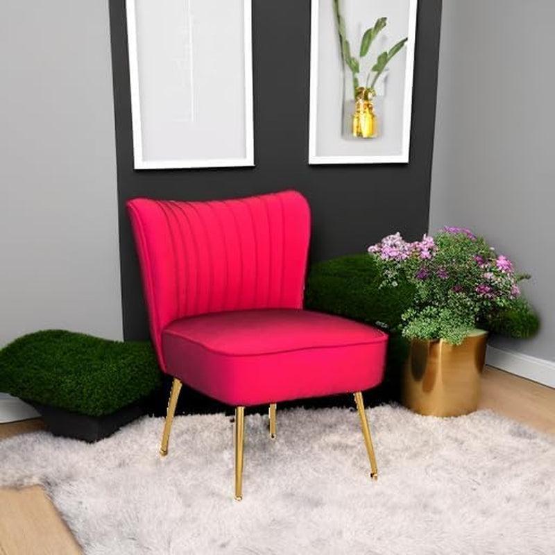 Midcentury Velvet Slipper Chair Armless 20.5In Pink