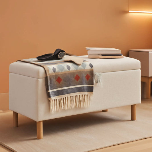 Cream Storage Ottoman Bench With Hidden Compartments