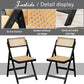 Rattan Folding Dining Chairs Set Of 2 Black Mid Century