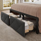 Full Size Bed Frame With Grey Storage Drawers USB Ports