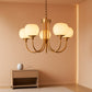 Goldtone Finish Five Lighting Milk Glass Chandelier-0