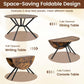 Sturdy Construction Round Brown Folding Dining Table