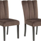 Pair Contemporary Velvet Dining Chairs Chocolate Brown
