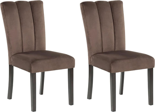 Pair Contemporary Velvet Dining Chairs Chocolate Brown