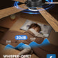 52Inch Matte Black Ceiling Fan Remote Dimmable LED Lights