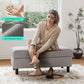 FortySixInch Grey Storage Ottoman Bench Upholstered Linen