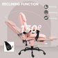 Pink Massage Office Chair With 6 Vibration Points Footrest