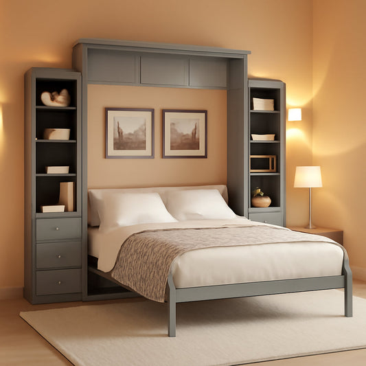 Gray Murphy Cabinet Bed Space Saving Storage Drawers-0