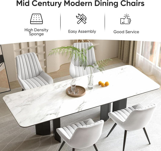 White Upholstered Dining Chairs With Thick Cushions