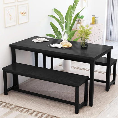 Rectangular Dining Table And Chairs Set Four Modern Wood