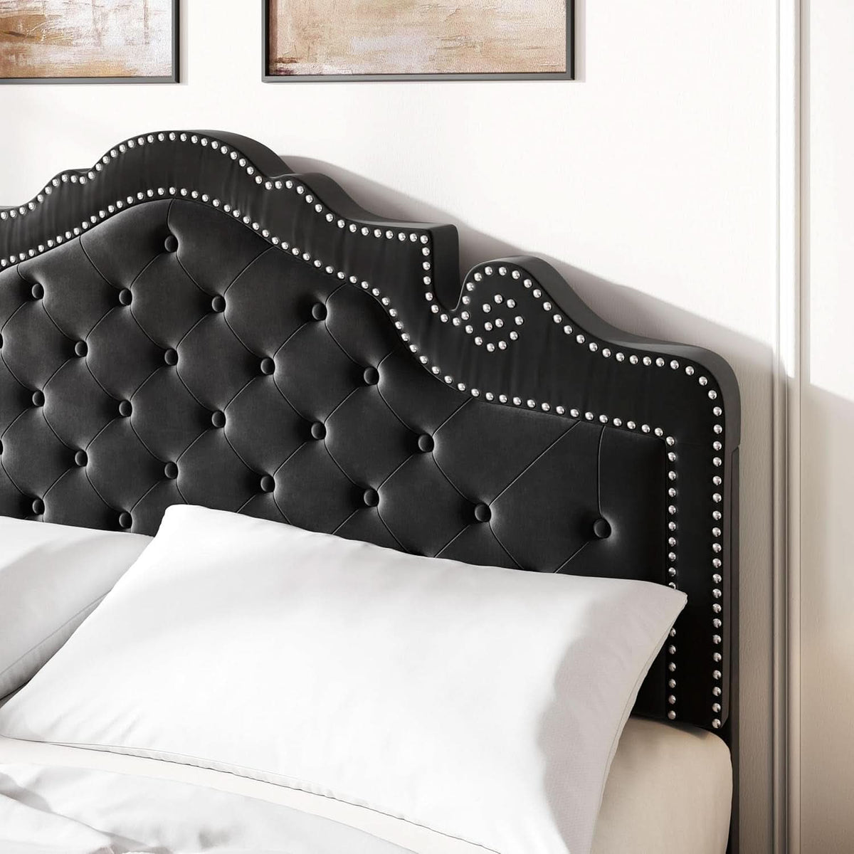 Queen Bed Frame With Adjustable Headboard BlackVelvet