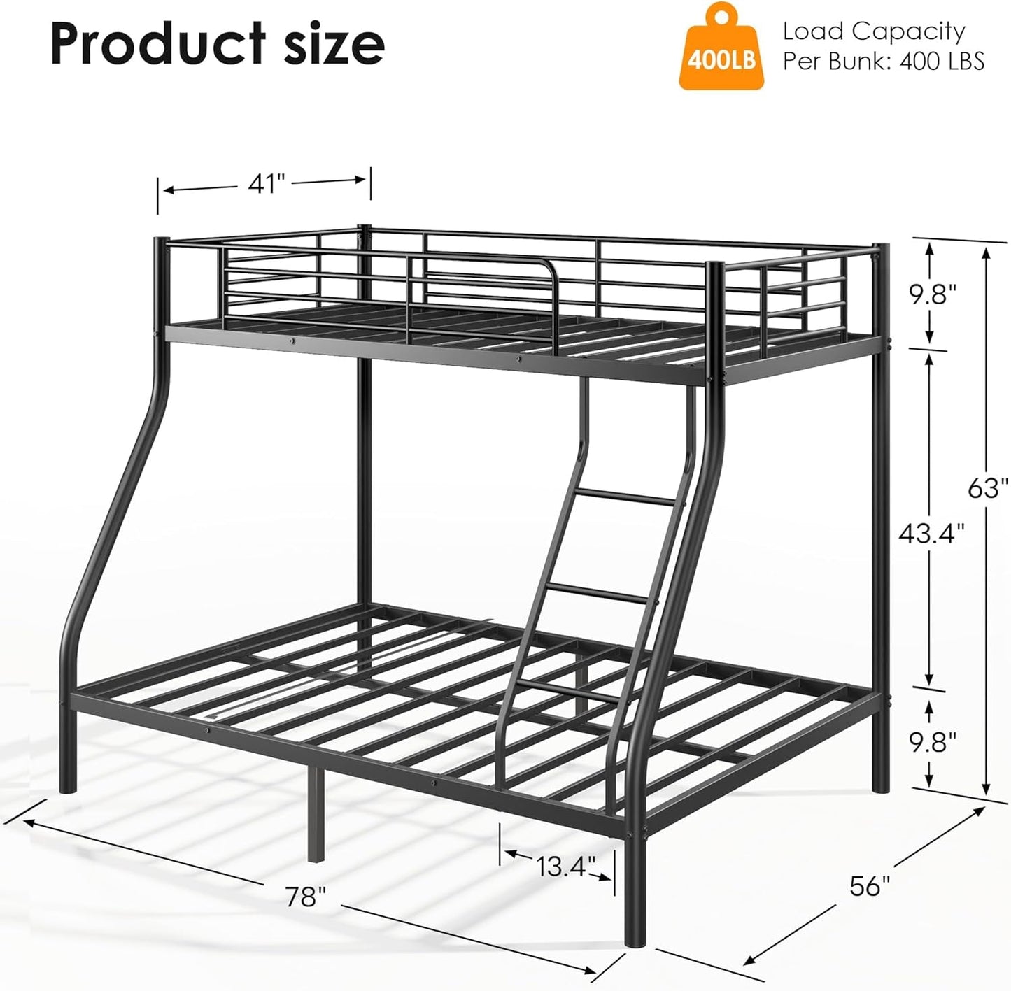 Charcoal Twin Over Full Industrial Strength Bunk Bed