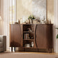 Walnut 59 Inches Curved Contemporary Buffet Cabinet