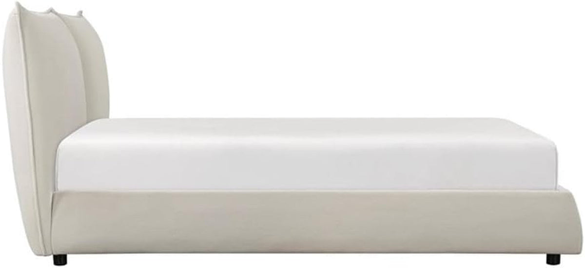 Linna Chenille Upholstered Eastern King Bed Beige Finish
