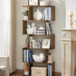 Rustic Brown Vertical Freestanding Bookcase 5 Tier