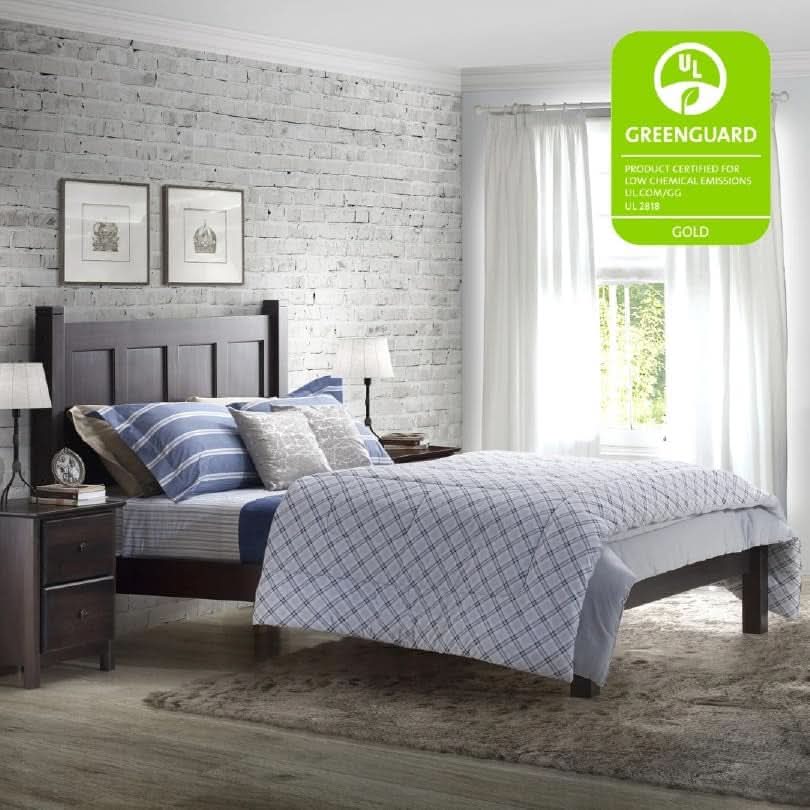 Queen Solid Renewable Pine Platform Bed Espresso Finish