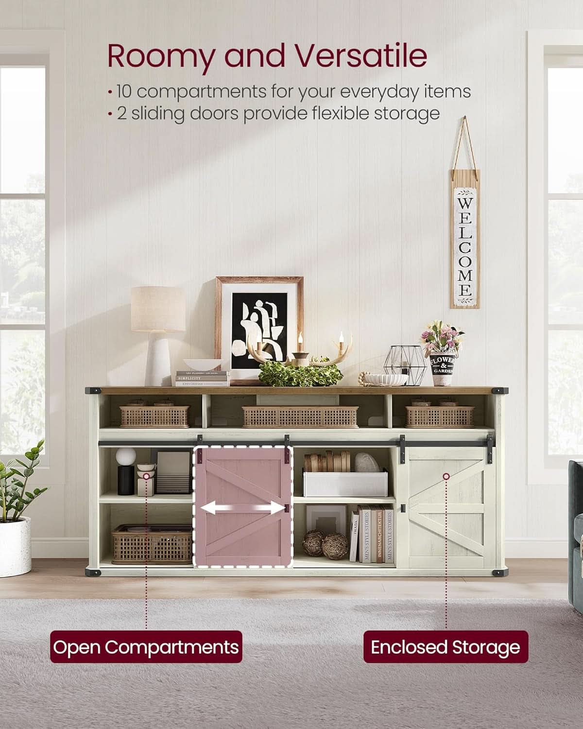 Rustic White Honey Brown Seventy Five Inches TV Stand