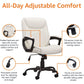 Cream Padded Office Chair Armrests Height Adjustable