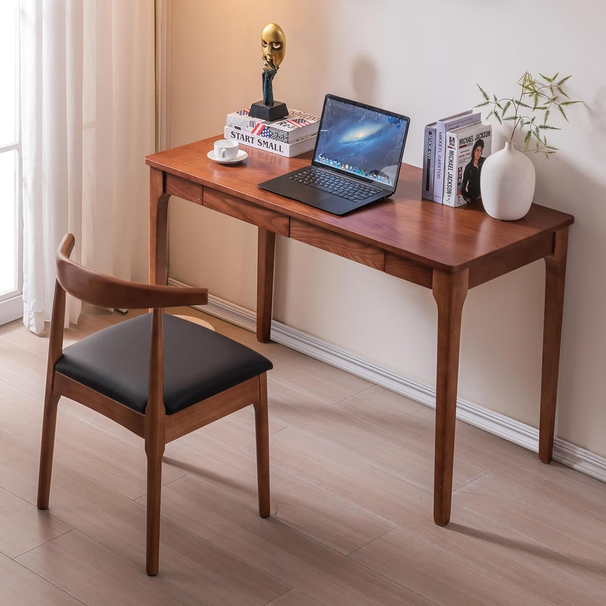 Cherry Contemporary Hardwood Desk Drawers 47.2 Inches