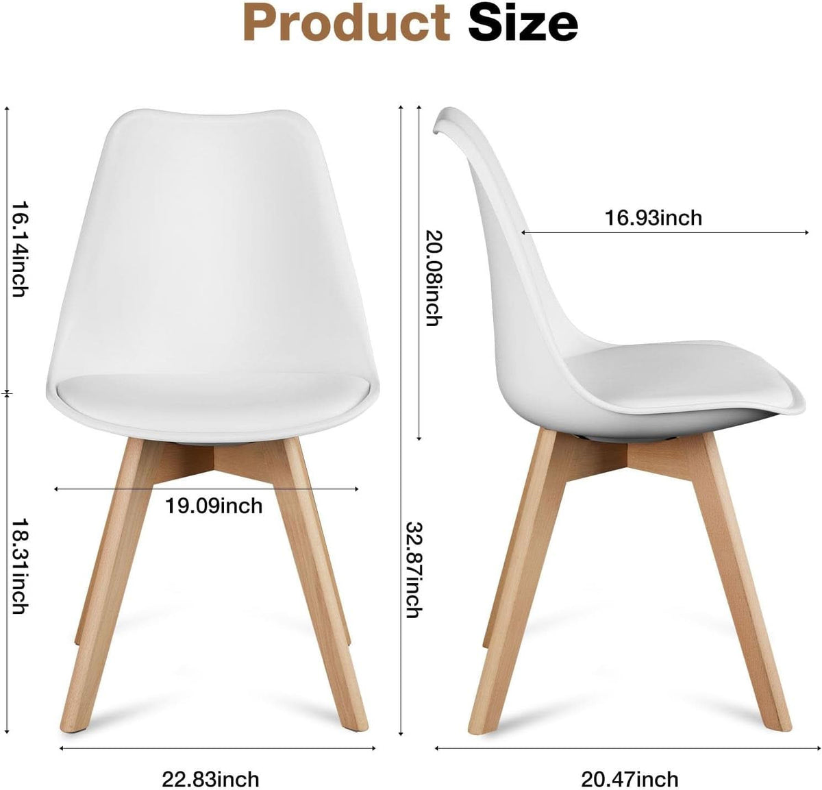 Set Of Four White Contemporary PU Leather Dining Chairs