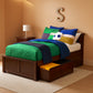 Twin XL Platform Bed With Authentic Walnut Finish Drawers