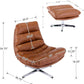 Brown Upholstered Faux Leather Swivel Chair Ottoman