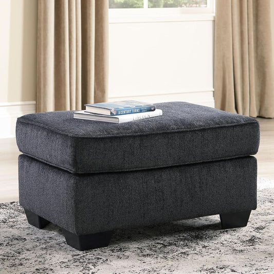 Dark Gray Modern Rectangular Chenille Upholstered Ottoman
