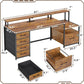 66 Inch Home Office Desk Rustic Brown Durable Construction