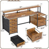 66 Inch Home Office Desk Rustic Brown Durable Construction