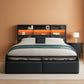 King Platform Bed Frame Black BuiltIn Storage Drawers