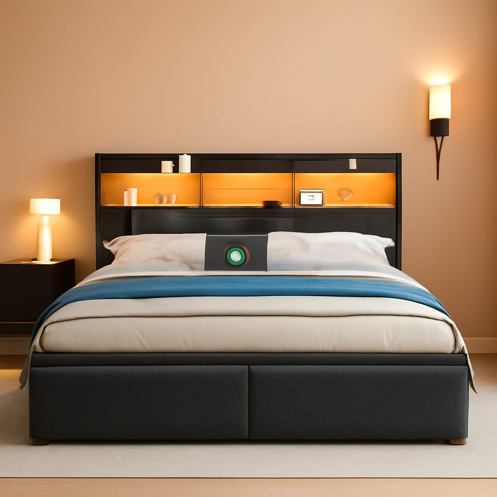 King Size Platform Bed Frame With Storage Solutions