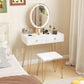 Makeup Vanity Desk White Goldtone Illuminating Mirror