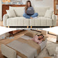 Cream Chenille Sleeper Sofa Bed With Expanded Storage