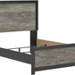 Queen Bed Frame With Headboard TwoTone Warm Gray Matte Black