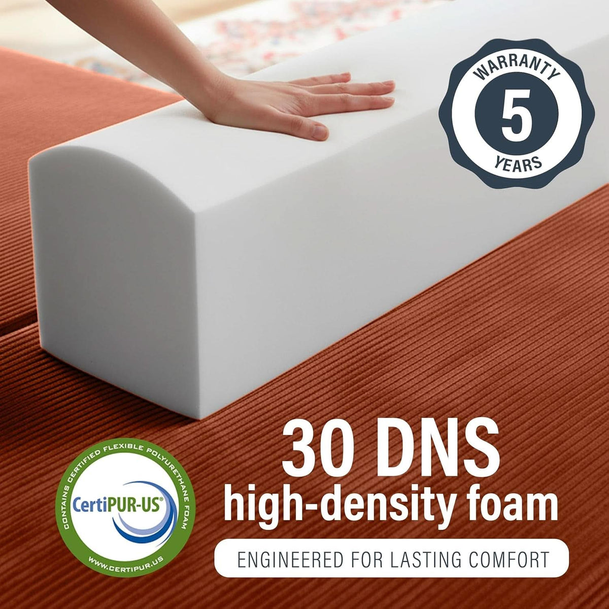 Modular Corduroy Fabric Ottoman Floor Sleeper Bed Orange