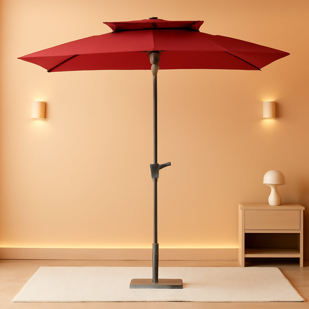 Rectangular Outdoor Umbrella 6.6x10 UVProtected WineRed