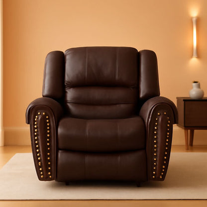 Brown Leather Recliner Chair With Traditional Style