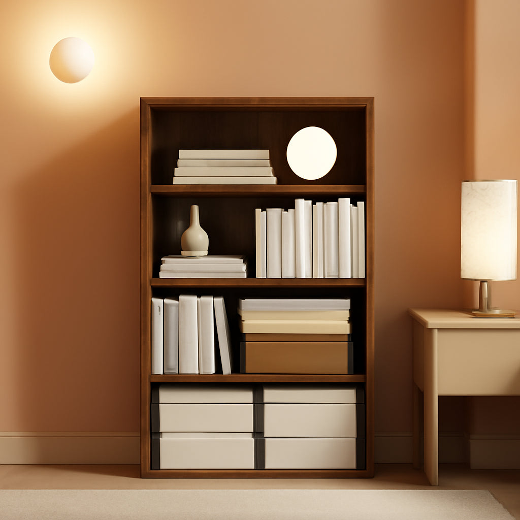 Contemporary Amber Pine Four Tier Bookcase Storage